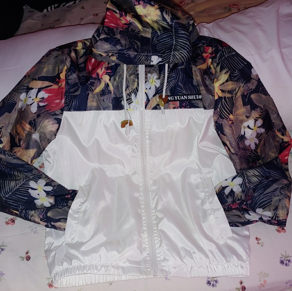 A tropical Unisex flower themed windbreaker